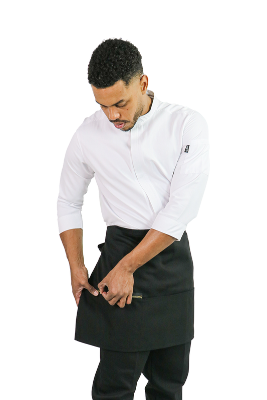 Three-Pocket Short Apron with Zipper