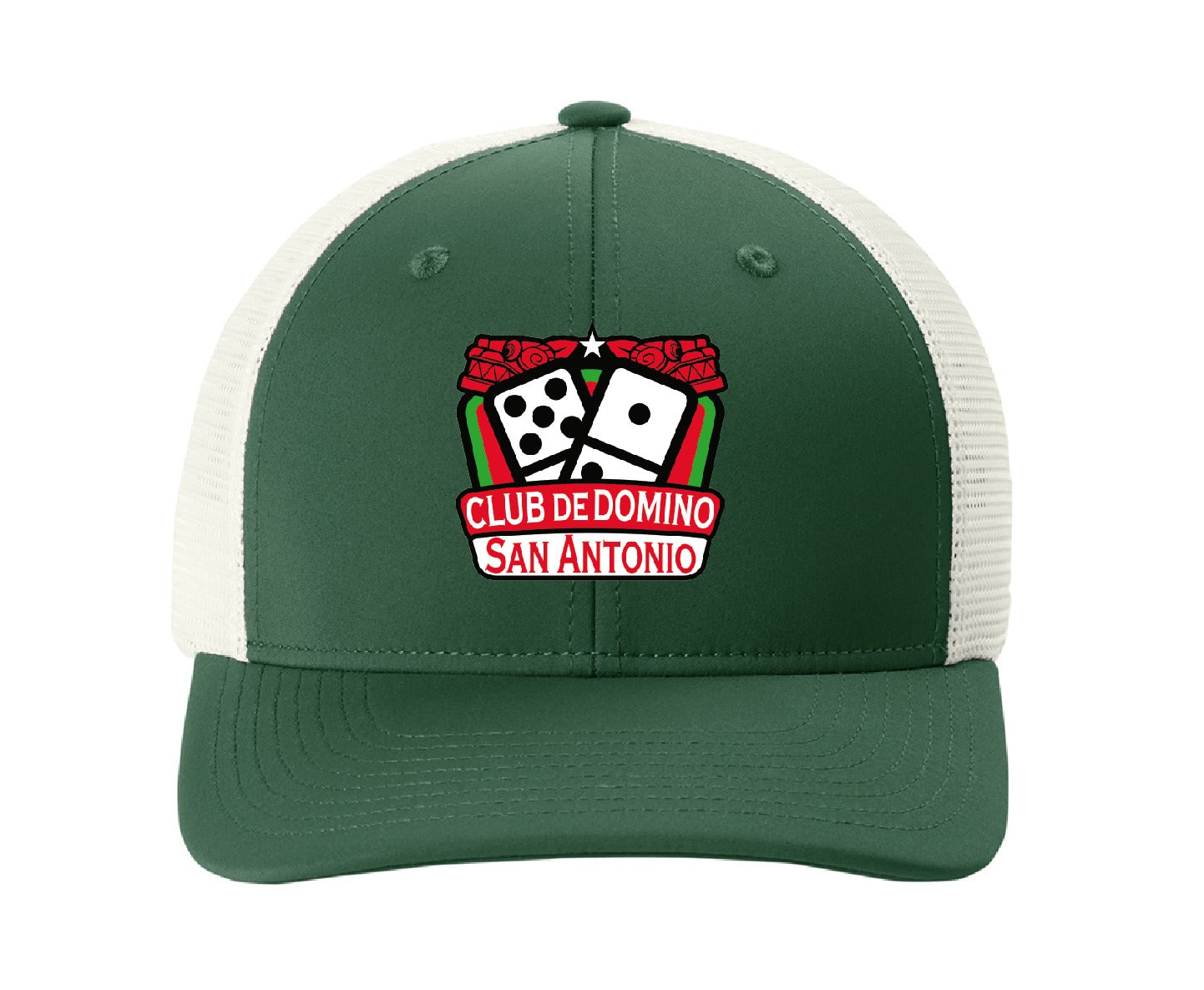 Trucker Cap Green / White with Logo Club de Domino San Antonio Embroidered