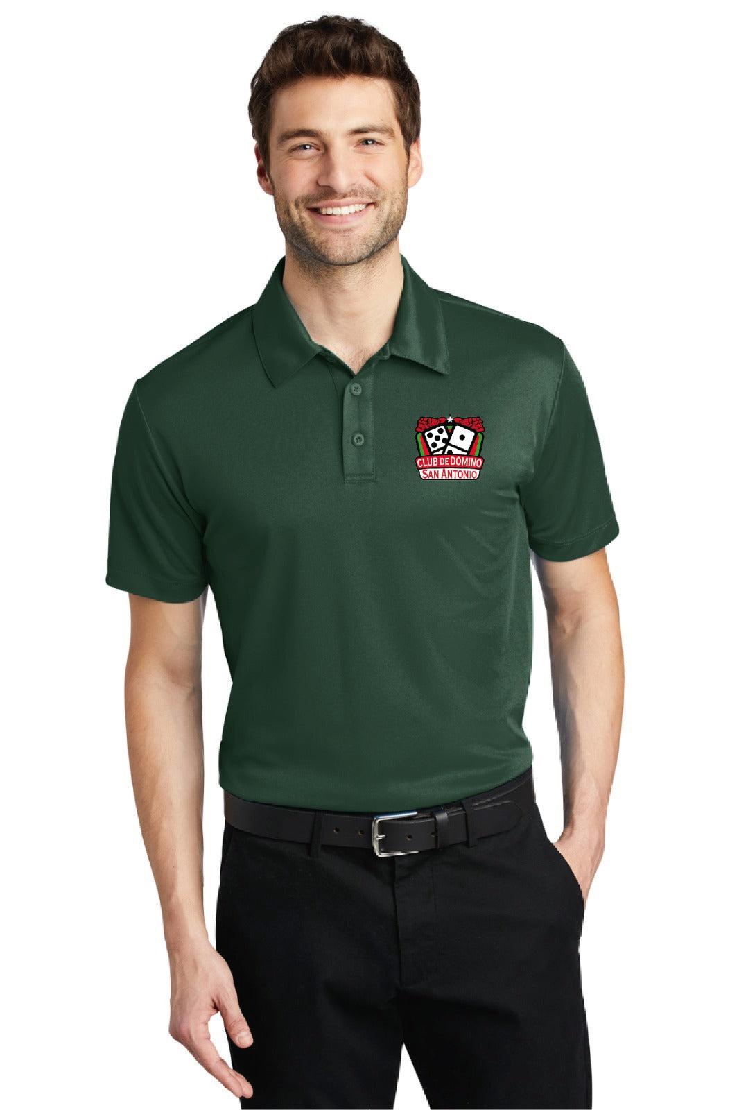 Polo Dry Fit with Logo Club de Domino San Antonio Green